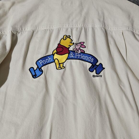 Vintage Disney Pooh & Friends Shirt Mens Large Cream Button Down Embroidered 90s - Picture 4 of 8